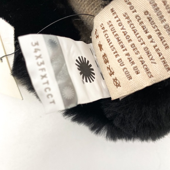 UGG Womens Shorty-Cuff Leather Gloves Black - Picture 7 of 9